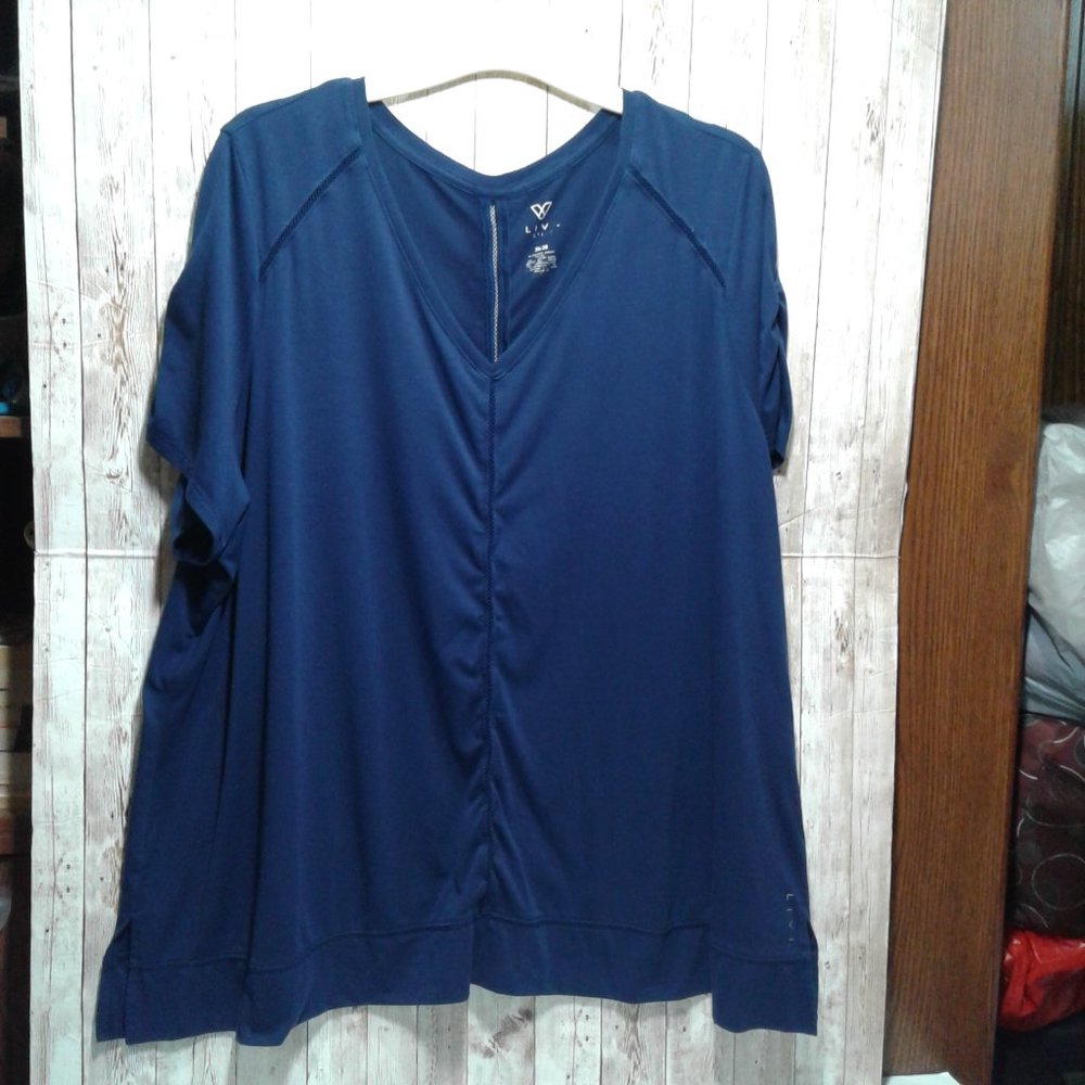 Liv Active Short sleeve Navy Athletic Yoga Top 26/28